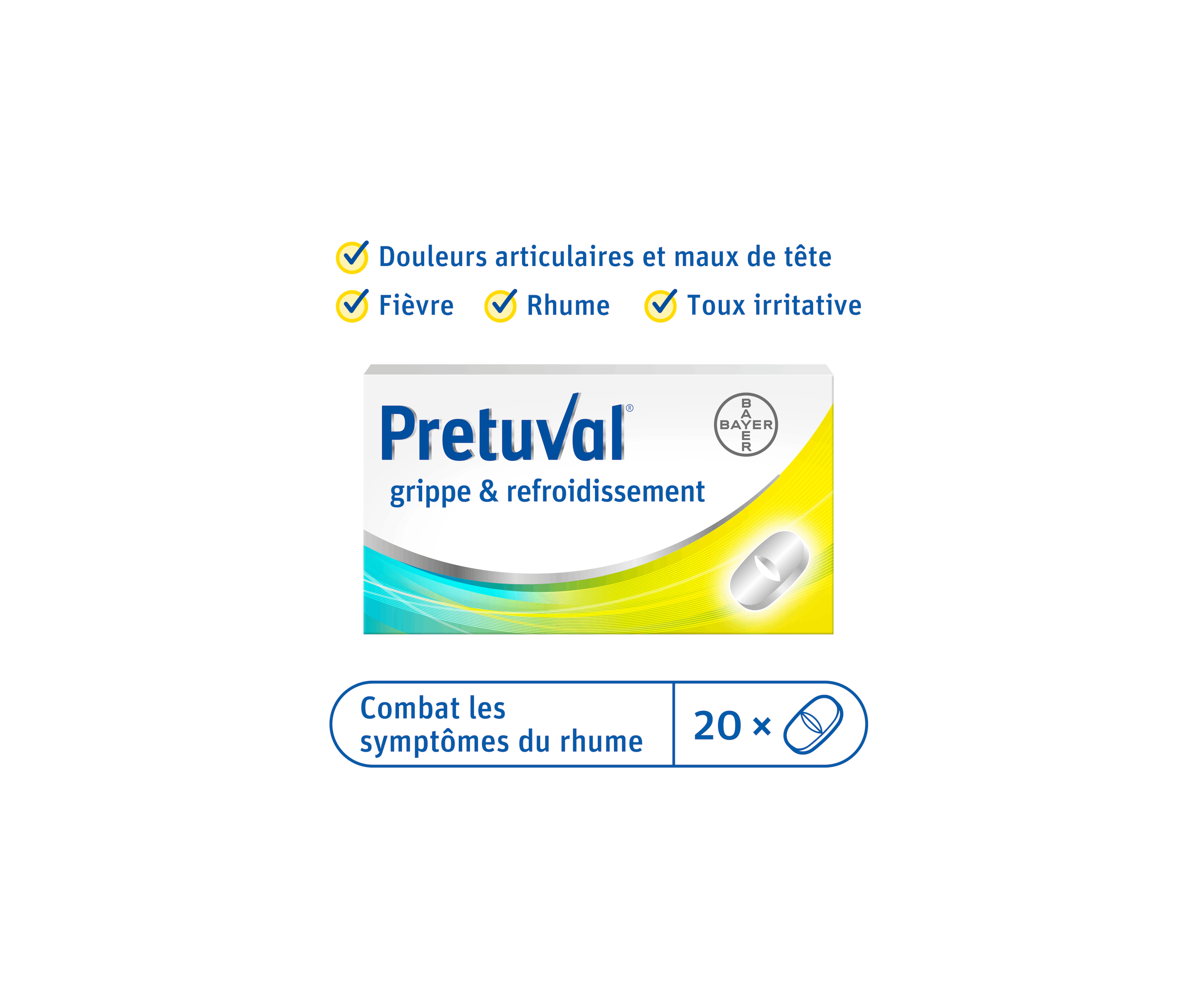 Pretuval® grippe & refroidissement – 20 comprimés pelliculés