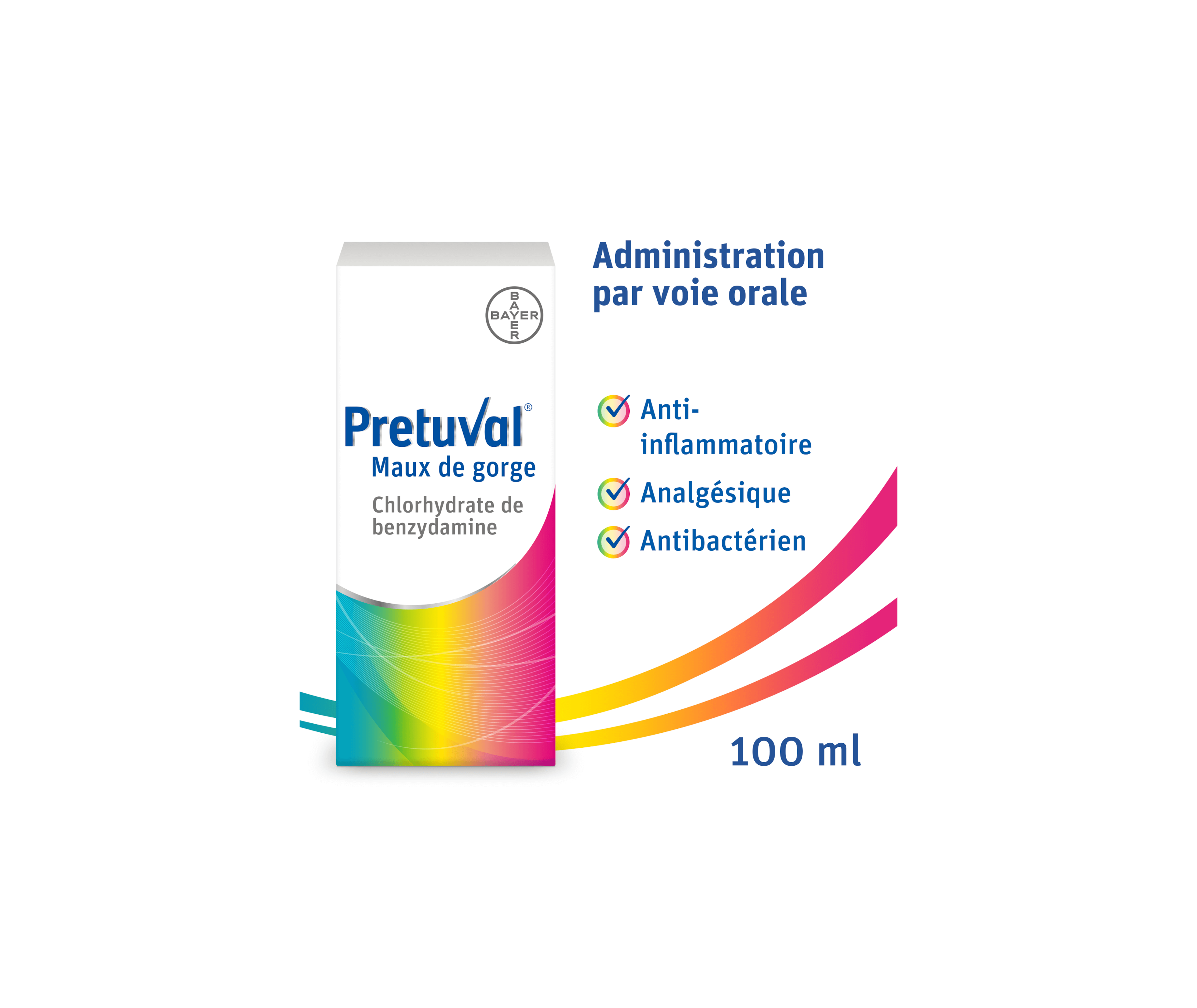 Pretuval® Maux de gorge – solution (100 ml) ou spray (30 ml)