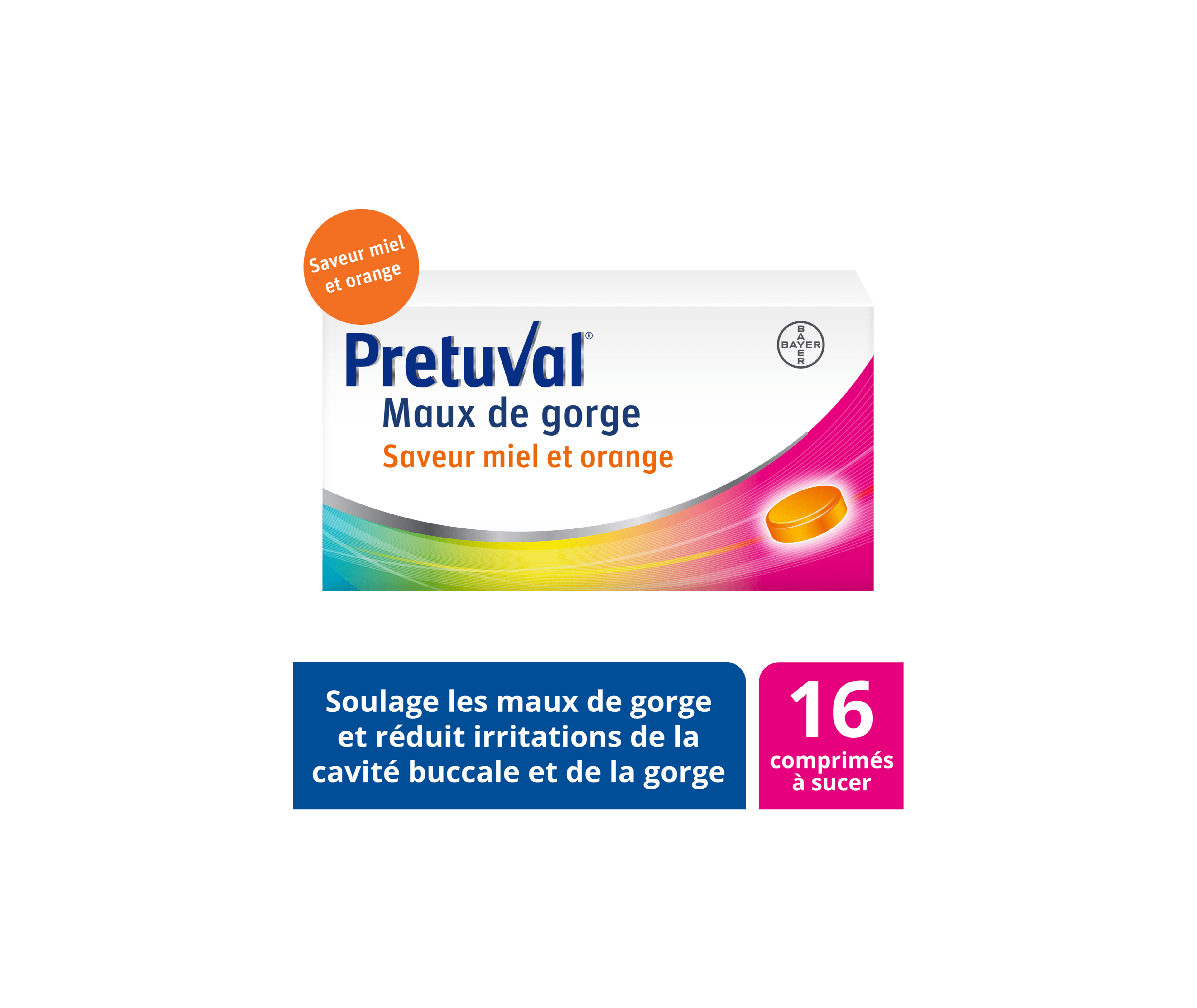 Pretuval® Maux de gorge Pastilles à sucer Goût citron et miel-orange |  Pretuval Switzerland