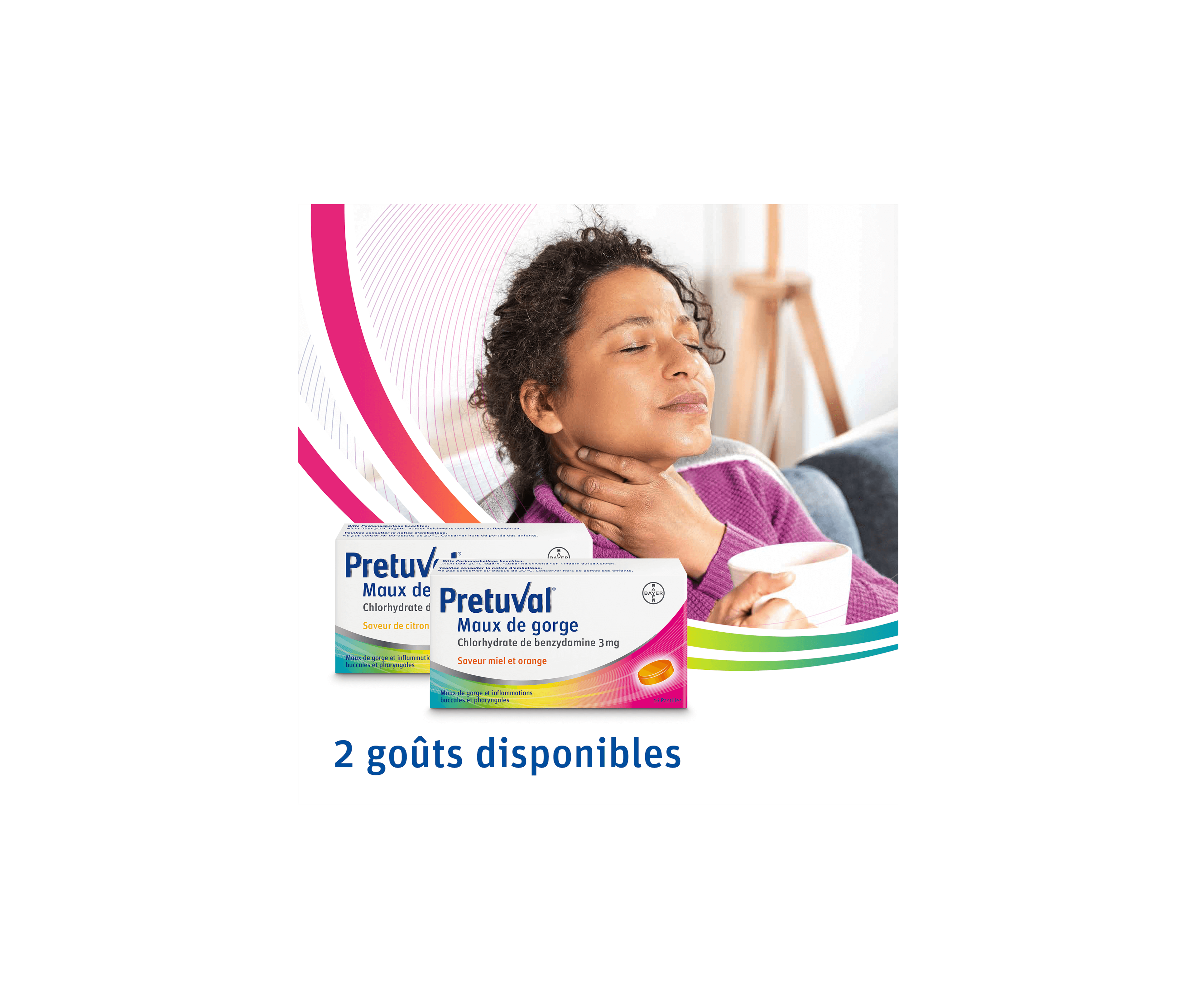 Pretuval® Maux de gorge Pastilles à sucer Goût citron et miel-orange