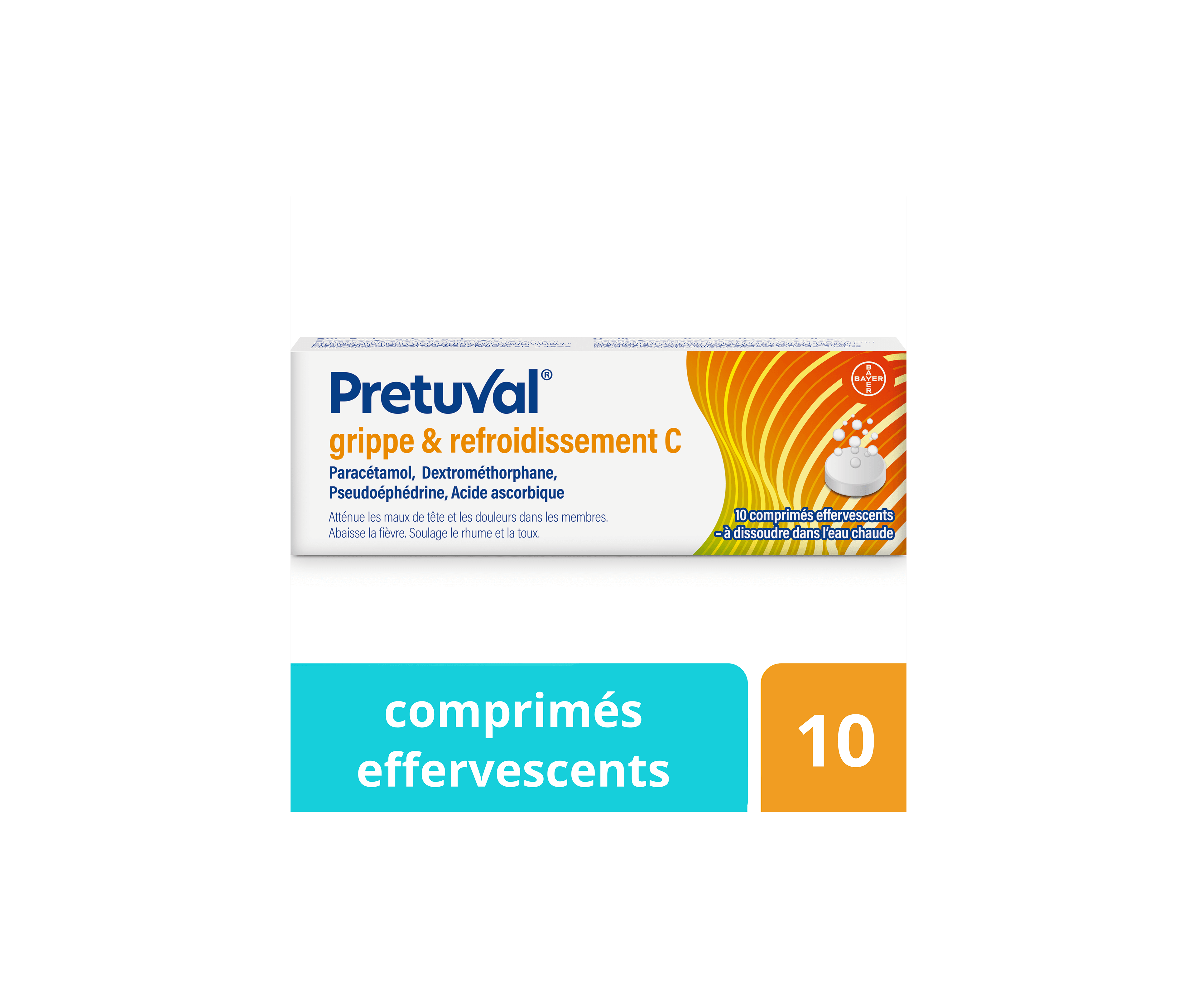Pretuval® grippe & refroidissement C – 10 comprimés effervescents