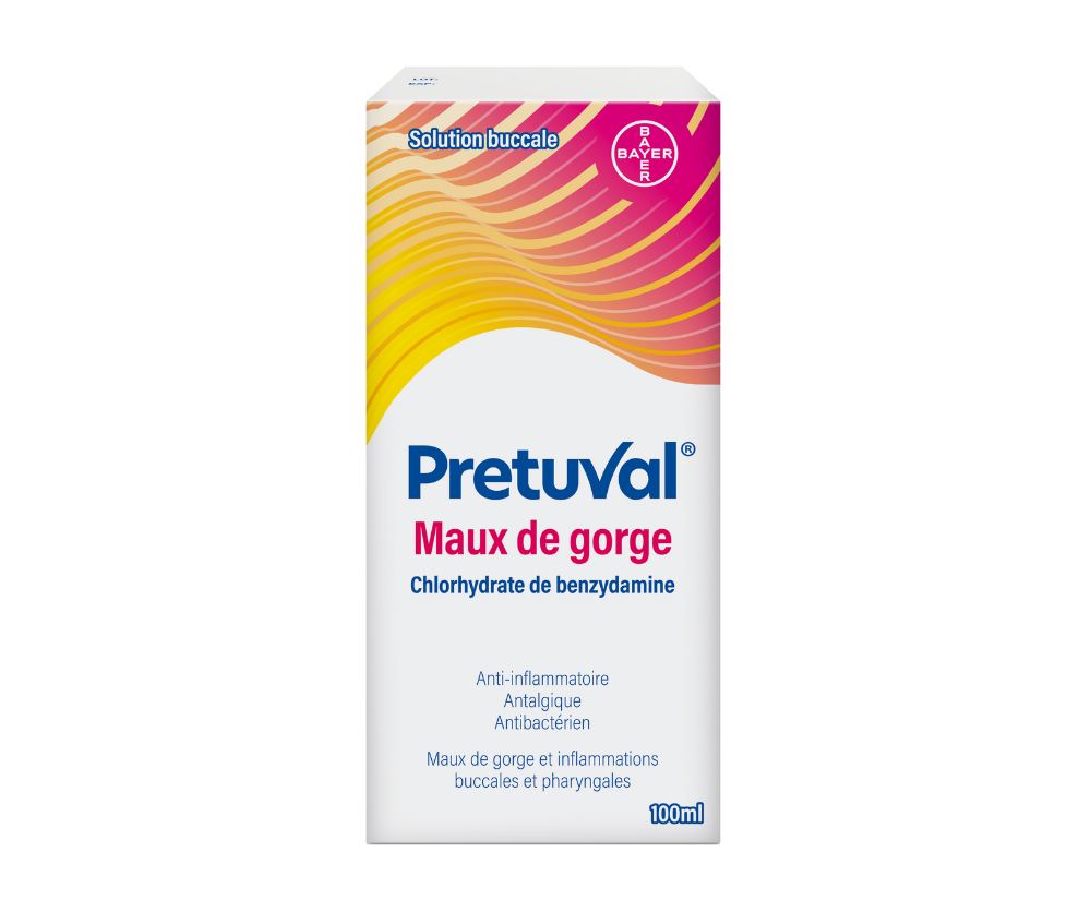 Pretuval® Maux de gorge – solution (100 ml) ou spray (30 ml)