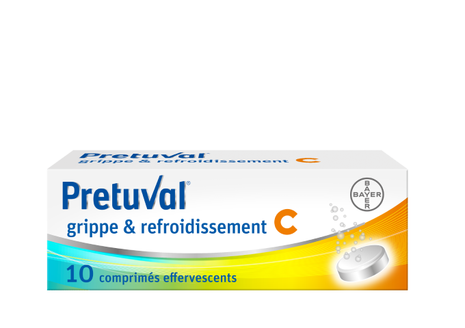 Pretuval® grippe & refroidissement C – packshot de 10 comprimés effervescents